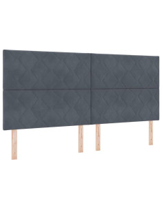 Letto a Sorgente LED Grigio scuro 200 x 200 cm Velluto 2