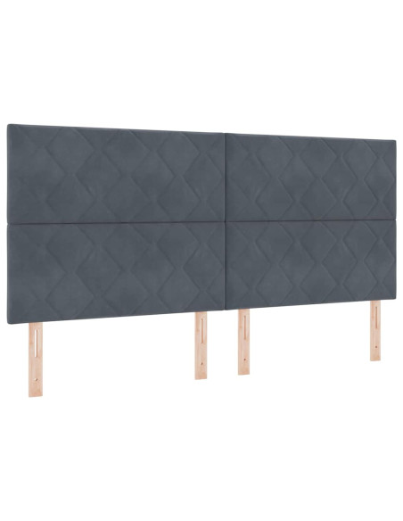 Letto a Sorgente LED Grigio scuro 200 x 200 cm Velluto