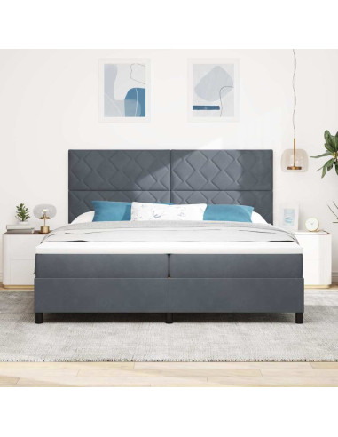 Letto a Sorgente LED Grigio scuro 200 x 200 cm Velluto