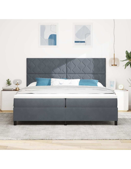 Letto a Sorgente LED Grigio scuro 200 x 200 cm Velluto