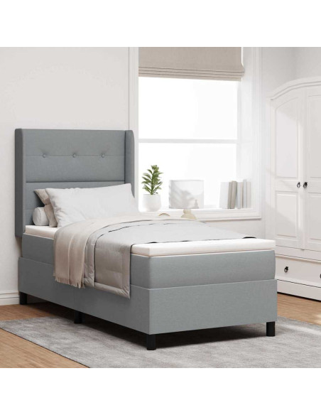 Letto a Sorgente LED Grigio chiaro 100 x 200 cm Tessuto