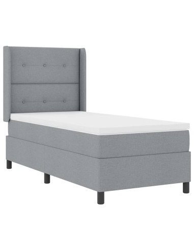 Letto a Sorgente LED Grigio chiaro 100 x 200 cm Tessuto