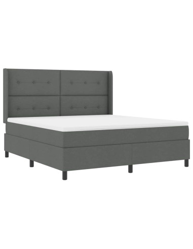 Letto a Sorgente LED Grigio scuro 180 x 200 cm Tessuto