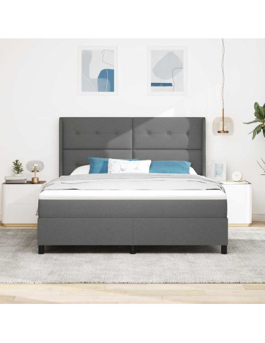 Letto a Sorgente LED Grigio scuro 180 x 200 cm Tessuto