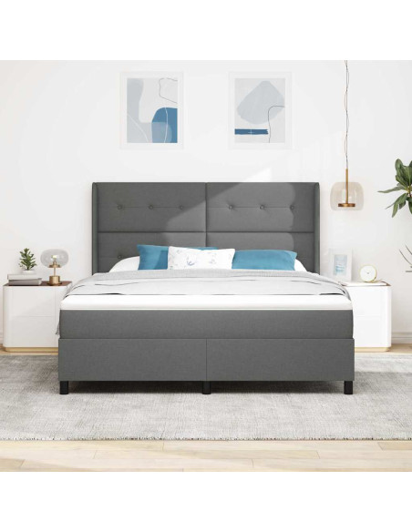 Letto a Sorgente LED Grigio scuro 180 x 200 cm Tessuto