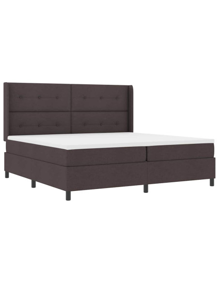 Letto a Sorgente LED Marrone Scuro 200 x 200 cm Tessuto