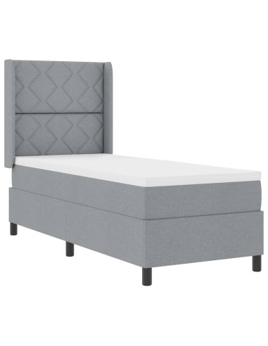Letto a Sorgente LED Grigio chiaro 90 x 190 cm Tessuto