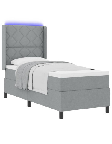 Letto a Sorgente LED Grigio chiaro 90 x 190 cm Tessuto