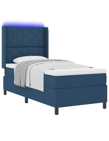 Letto a Sorgente LED con testiera Blu 90 x 200 cm Tessuto