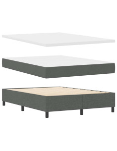 Letto a Sorgente LED Grigio scuro 140 x 190 cm Tessuto 2