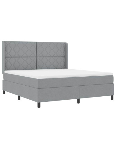 Letto a Sorgente LED Grigio chiaro 180 x 200 cm Tessuto