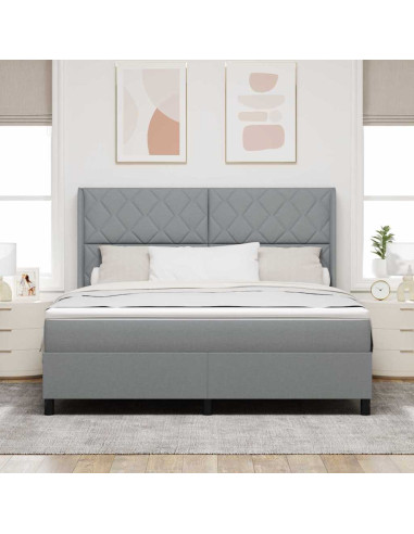 Letto a Sorgente LED Grigio chiaro 180 x 200 cm Tessuto