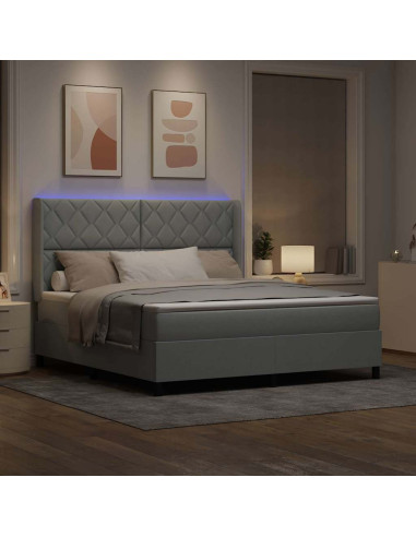 Letto a Sorgente LED Grigio chiaro 180 x 200 cm Tessuto