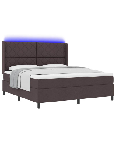Letto a Sorgente LED Marrone Scuro 180 x 200 cm Tessuto