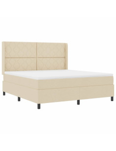 Letto a Sorgente LED con testiera Crema 180 x 200 cm Tessuto 2