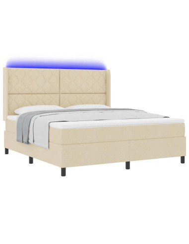 Letto a Sorgente LED con testiera Crema 180 x 200 cm Tessuto
