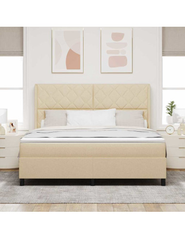 Letto a Sorgente LED con testiera Crema 180 x 200 cm Tessuto