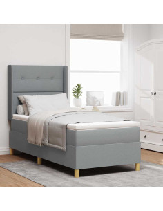 Letto a molle con testiera Grigio chiaro 100 x 200 cm Tessuto