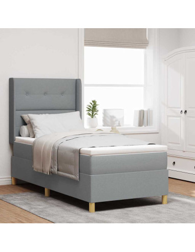 Letto a molle con testiera Grigio chiaro 100 x 200 cm Tessuto