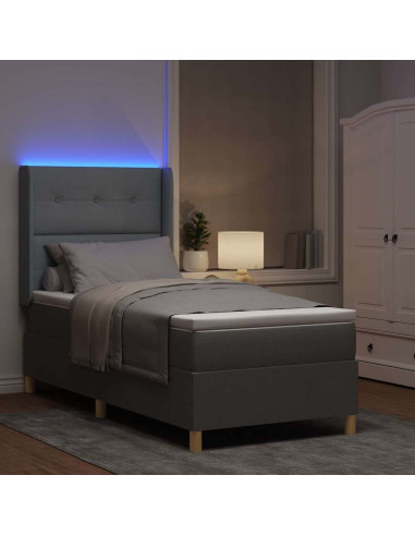 Letto a molle con testiera Grigio chiaro 100 x 200 cm Tessuto