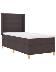 Letto a molle con strisce LED Marrone 100 x 200 cm Tessuto 2