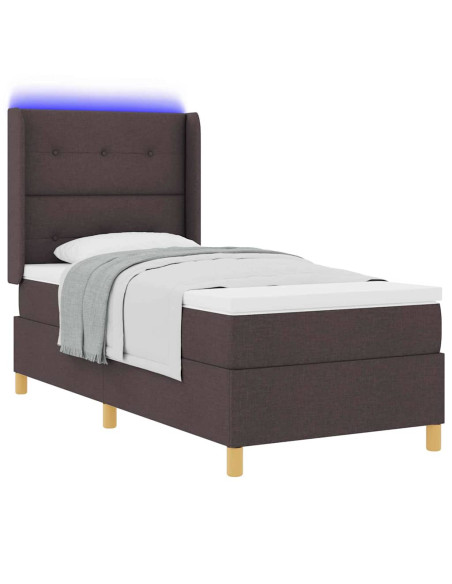 Letto a molle con strisce LED Marrone 100 x 200 cm Tessuto