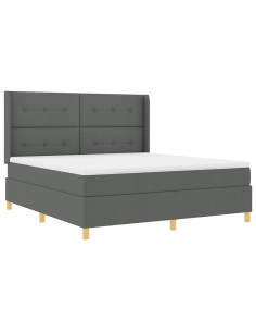 Letto a molle con strisce LED Grigio 180 x 200 cm Tessuto 2