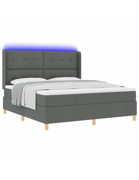 Letto a molle con strisce LED Grigio 180 x 200 cm Tessuto