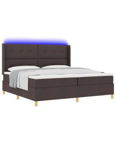 Letto a molle con strisce LED Marrone 200 x 200 cm Tessuto