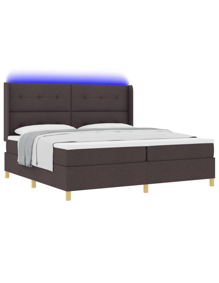 Letto a molle con strisce LED Marrone 200 x 200 cm Tessuto