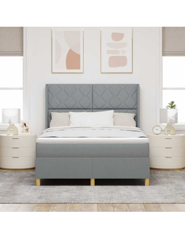 Letto a molle con testiera Grigio chiaro 140 x 200 cm Tessuto