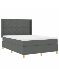 Letto a molle con strisce LED Grigio 140 x 200 cm Tessuto 2
