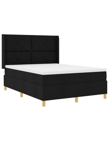 Letto a molle con strisce LED Nero 140 x 200 cm Tessuto