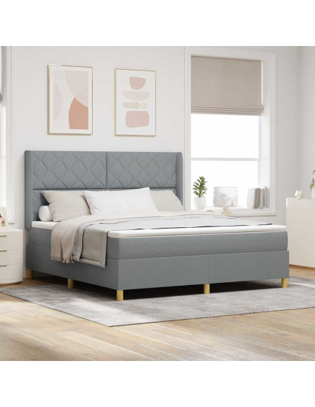 Letto a molle con testiera Grigio chiaro 180 x 200 cm Tessuto