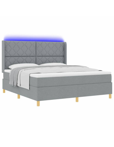 Letto a molle con testiera Grigio chiaro 180 x 200 cm Tessuto
