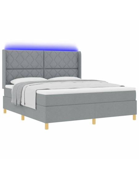 Letto a molle con testiera Grigio chiaro 180 x 200 cm Tessuto