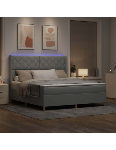 Letto a molle con testiera Grigio chiaro 180 x 200 cm Tessuto