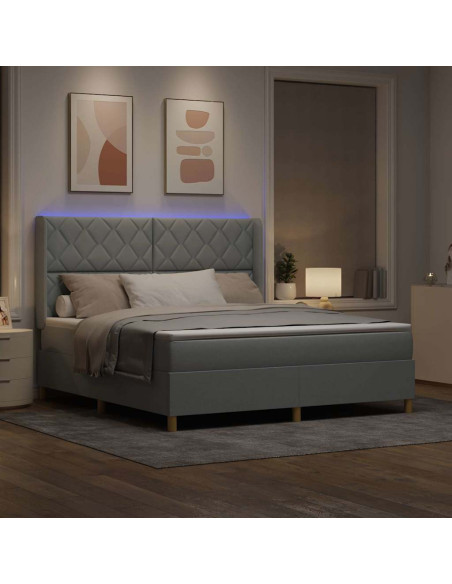 Letto a molle con testiera Grigio chiaro 180 x 200 cm Tessuto