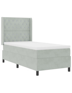 Letto a molle con materasso Grigio chiaro 90 x 200 cm Velluto 2
