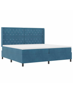 Letto a molle con materasso con led Blu 200 x 200 cm Velluto 2
