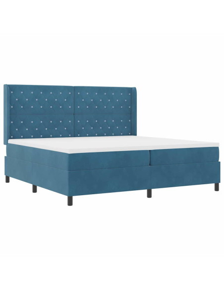 Letto a molle con materasso con led Blu 200 x 200 cm Velluto