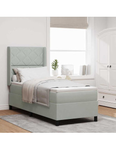 Letto a molle con strisce LED Grigio chiaro 80 x 200 cm Velluto
