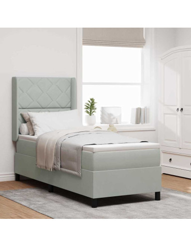 Letto a molle con strisce LED Grigio chiaro 80 x 200 cm Velluto