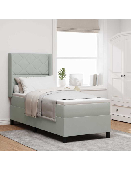 Letto a molle con strisce LED Grigio chiaro 80 x 200 cm Velluto