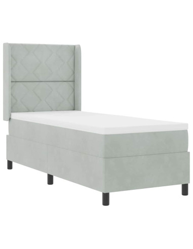 Letto a molle con strisce LED Grigio chiaro 80 x 200 cm Velluto