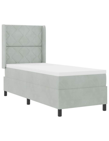 Letto a molle con strisce LED Grigio chiaro 80 x 200 cm Velluto
