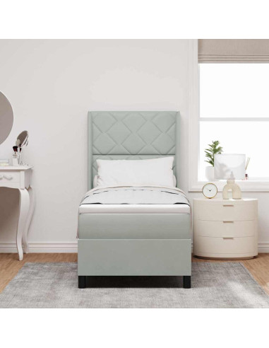 Letto a molle con strisce LED Grigio chiaro 80 x 200 cm Velluto