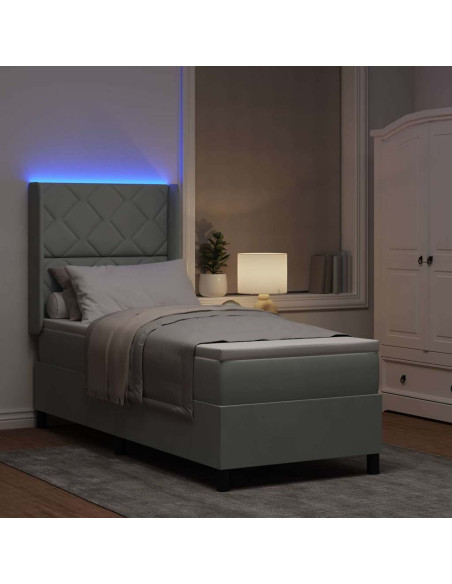 Letto a molle con strisce LED Grigio chiaro 80 x 200 cm Velluto