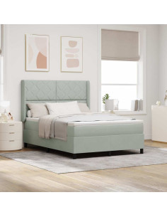 Letto a molle con testiera Grigio chiaro 160 x 200 cm Velluto