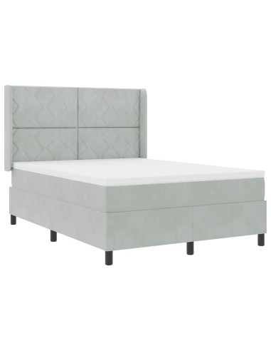 Letto a molle con testiera Grigio chiaro 160 x 200 cm Velluto